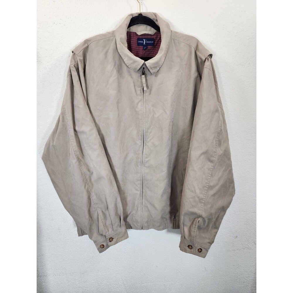 Daniel Cremieux Mens XXL Jacket Tan Khaki Microfiber Harrington Full Zip Golf